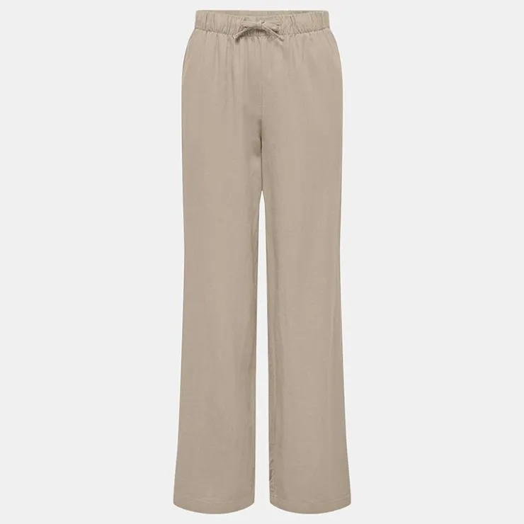 ONLY Pantalon en lin fermeture cordon Femme MARRON CLAIR Discount