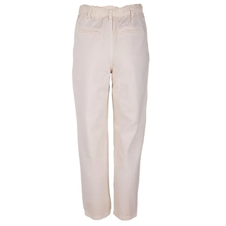 DEELUXE 74 Pantalon en toile beige taille élastiquée Femme BLANC ECRU Best