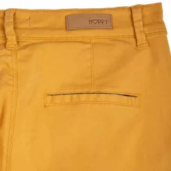 HAPPY Pantalon en toile droit Femme JAUNE New