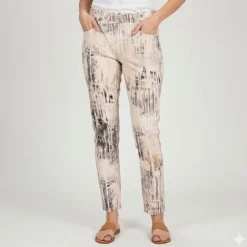 PLEASE Pantalon fermeture asymétrique à motifs Femme BEIGE