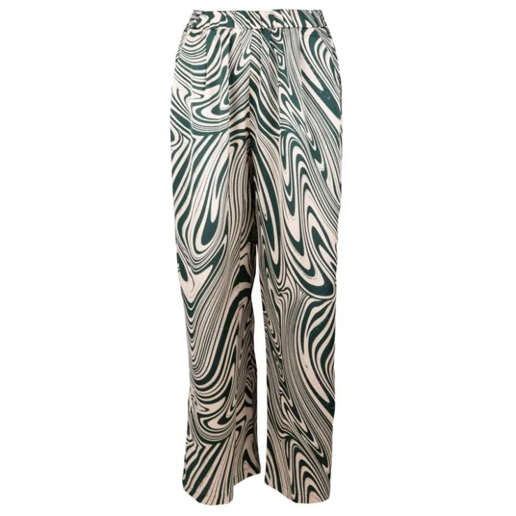 LA PETITE ETOILE Pantalon fluide large iwa motif zébré Femme VERT FONCE