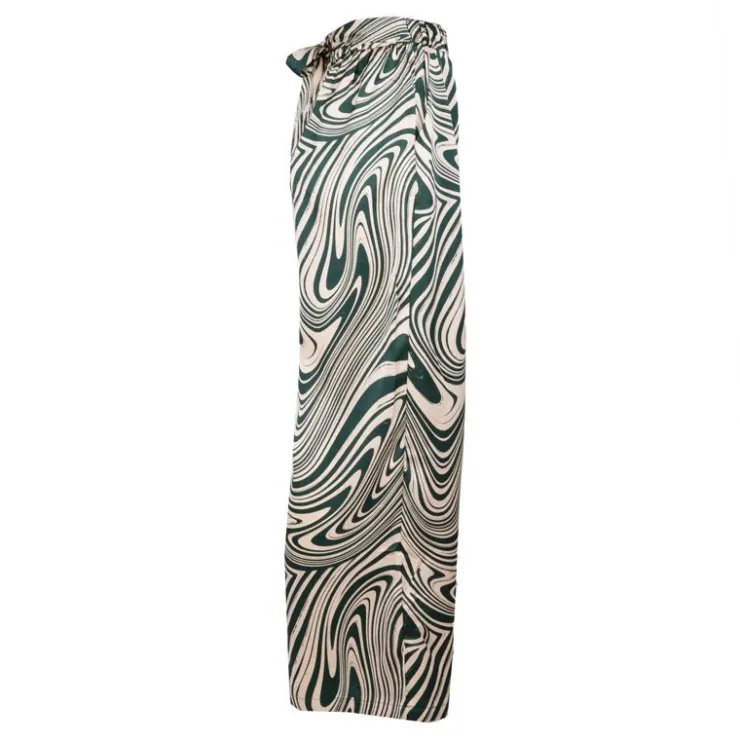 LA PETITE ETOILE Pantalon fluide large iwa motif zébré Femme VERT FONCE