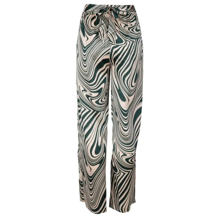 LA PETITE ETOILE Pantalon fluide large iwa motif zébré Femme VERT FONCE