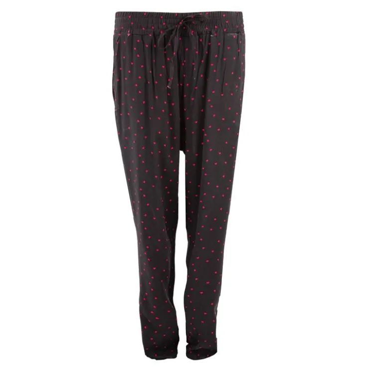 MANOUKIAN Pantalon fluide coeurs rouges Femme NOIR