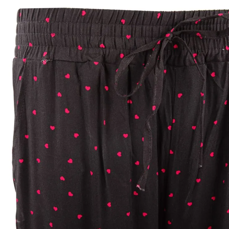 MANOUKIAN Pantalon fluide coeurs rouges Femme NOIR