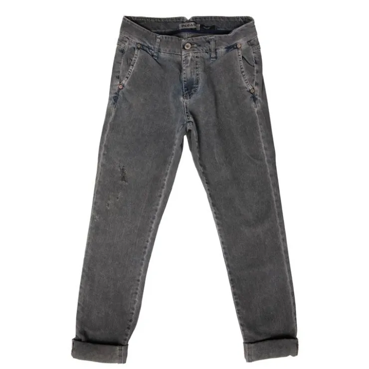 PLEASE Pantalon avec ourlets effet destroy Femme GRIS Best