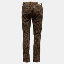 PLEASE Pantalon imprimé léopard avec boutons Femme MARRON