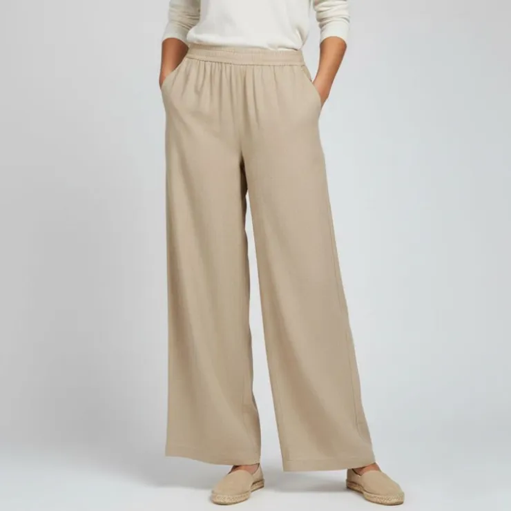 PIECES Pantalon large fluide Femme BEIGE New