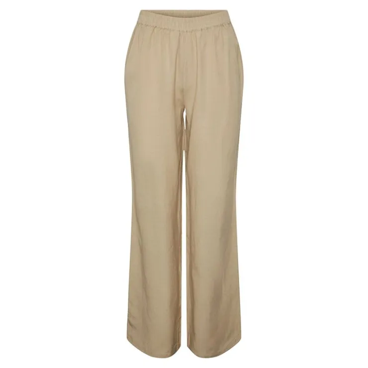 PIECES Pantalon large fluide Femme BEIGE New