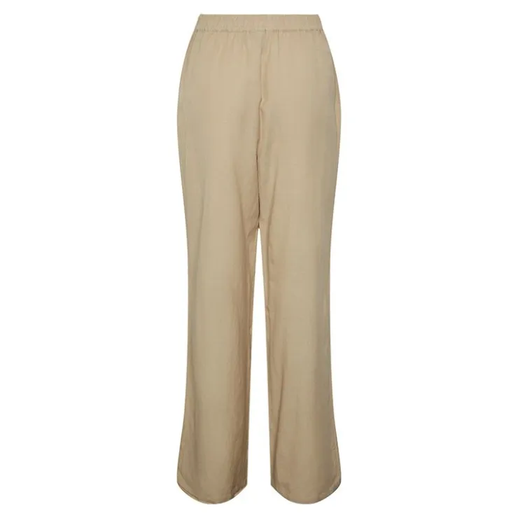 PIECES Pantalon large fluide Femme BEIGE New