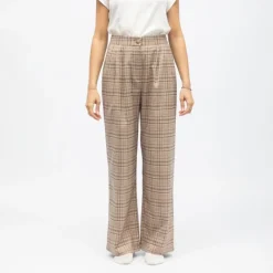 LA PETITE ETOILE Pantalon palazzo à carreaux paoline Femme MARRON CLAIR Sale