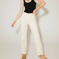 IMPERIAL Pantalon panna velours coupe carotte Femme BLANC ECRU Sale