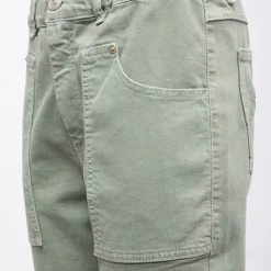 PLEASE Pantalon regular coton à poches Femme VERT CLAIR Best