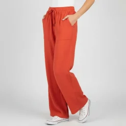 DEELUXE 74 Pantalon rouge large Femme ORANGE Hot