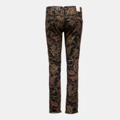 PLEASE Pantalon taille basse velours imprimé motif cachemire Femme NOIR Discount