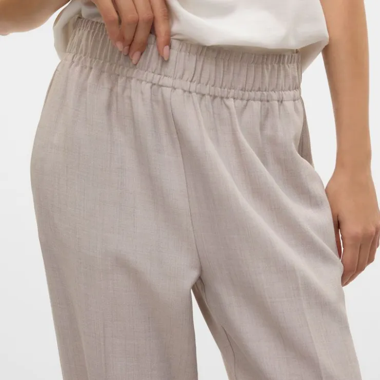 VERO MODA Pantalon taille haute cassidy effet lin Femme GRIS CLAIR Online