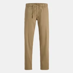 JACK & JONES Pantalon toile coton décontracté à nouer kane Homme BEIGE New