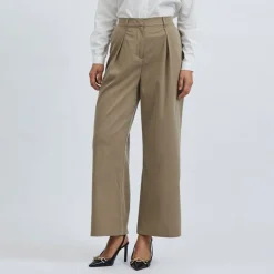 VILA Pantalon Vibriana Femme BEIGE New