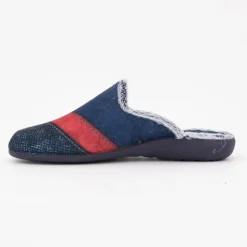 BONADONA Pantoufle linea couleur jean intérieur moutonné avec drapeau Homme BLEU FONCE New
