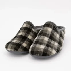 BONADONA Pantoufles à carreaux doux Homme GRIS Clearance