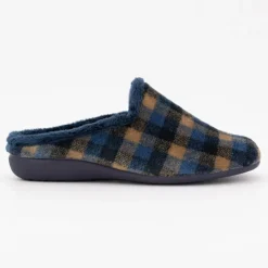 BONADONA Pantoufles à carreaux doux Homme BLEU FONCE Online