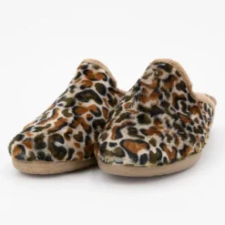 BONADONA Pantoufles compensées à motif léopard Femme BEIGE Discount