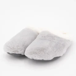 BONADONA Pantoufles es effet moutonné semelle noire Femme GRIS New