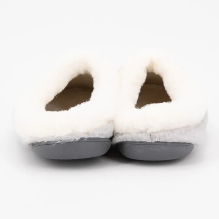 BONADONA Pantoufles es effet moutonné semelle noire Femme GRIS New