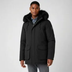 PARAGOOSE Parka lisse zippée avec capuche fourrée e mario Homme NOIR Discount