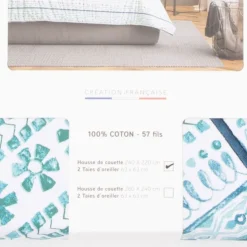 PASSION D ELLY Parure de lit garance 220x240 Mixte BLEU New