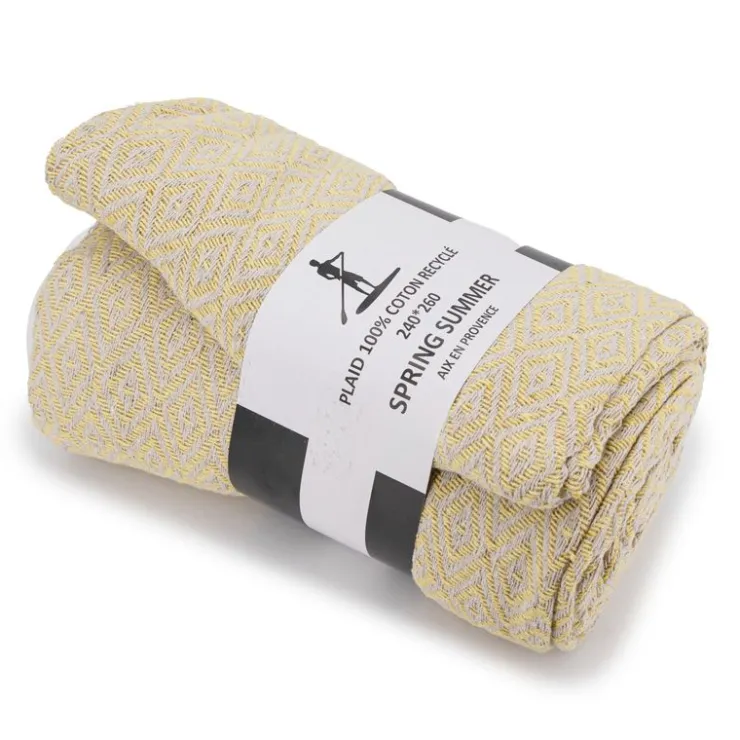 SPRING SUMMER Plaid 240x260cm Mixte Noir JAUNE Clearance