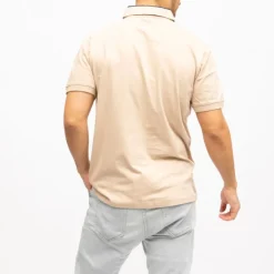 DEELUXE 74 Polo avec poche zippée bande colorée sur le col Homme BEIGE Discount