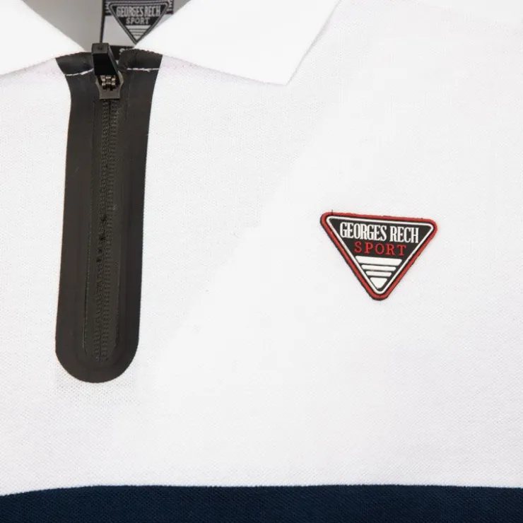 GEORGES RECH Polo color block col zippé avec logo écusson Homme BLEU FONCE Discount