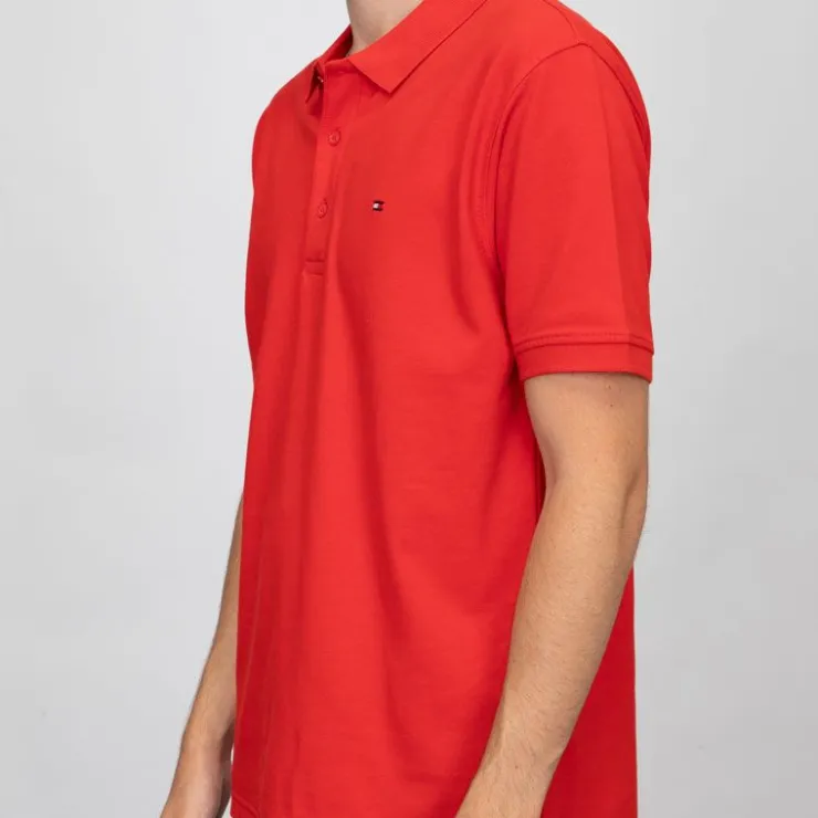 TOMMY HILFIGER Polo coton basique regular avec logo brodé Homme ROUGE