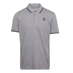 CERRUTI Polo coton chiné liseré manches logo brodé Homme GRIS Sale