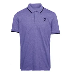 CERRUTI Polo coton chiné liseré manches logo brodé Homme BLEU FONCE Hot