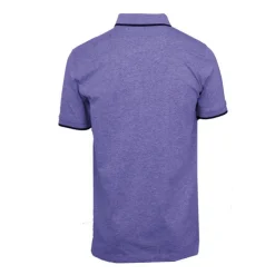 CERRUTI Polo coton chiné liseré manches logo brodé Homme BLEU FONCE Hot
