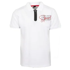 GEORGES RECH Polo coton col zippé imprimé Sport manuscrit Homme BLANC Best