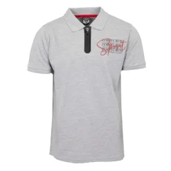 GEORGES RECH Polo coton col zippé imprimé Sport manuscrit Homme GRIS CLAIR Discount