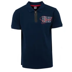 GEORGES RECH Polo coton col zippé imprimé Sport manuscrit Homme BLEU FONCE Outlet