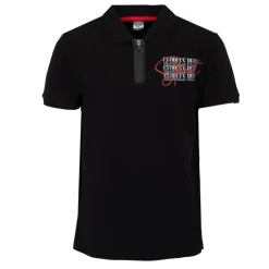 GEORGES RECH Polo coton col zippé imprimé Sport manuscrit Homme NOIR Clearance