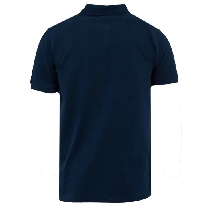 GEORGES RECH Polo coton uni tissu chiné avec bande colorée logo écusson Homme BLEU FONCE Online