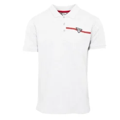 GEORGES RECH Polo coton uni tissu chiné avec bande colorée logo écusson Homme BLANC