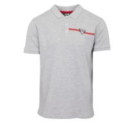 GEORGES RECH Polo coton uni tissu chiné avec bande colorée logo écusson Homme GRIS CLAIR Best