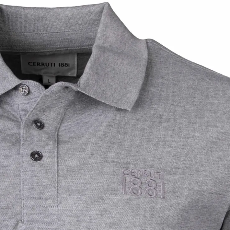CERRUTI Polo Eduardo uni logo brodé Homme GRIS CLAIR Outlet