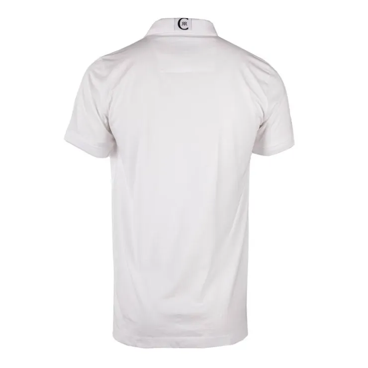 CERRUTI Polo en coton velino logo brodé vertical Homme BLANC Clearance