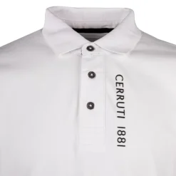 CERRUTI Polo en coton velino logo brodé vertical Homme BLANC Clearance