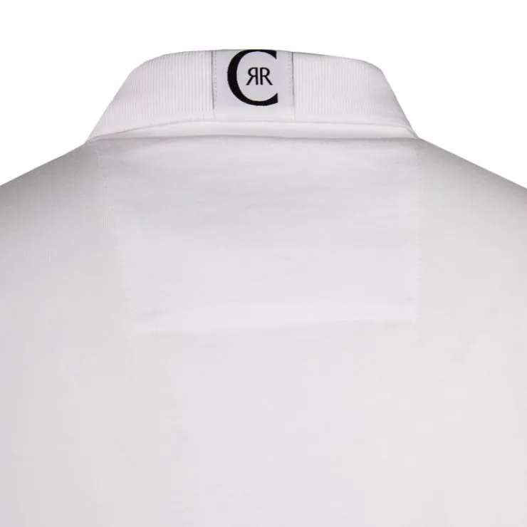 CERRUTI Polo en coton velino logo brodé vertical Homme BLANC Clearance