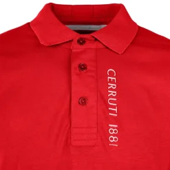 CERRUTI Polo en coton velino logo brodé vertical Homme ROUGE Clearance