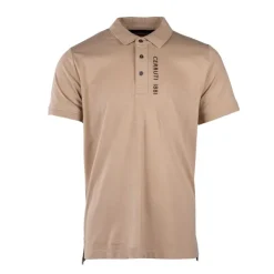 CERRUTI Polo en coton velino logo brodé vertical Homme BEIGE